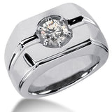 Round Brilliant Diamond Mens Ring in 14k white gold (0.25cttw, F-G Color, SI2 Clarity) - JewelryAffairs
 - 1