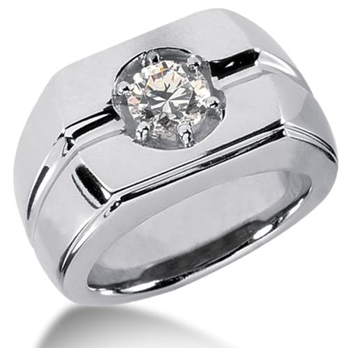 Round Brilliant Diamond Mens Ring in 14k white gold (0.25cttw, F-G Color, SI2 Clarity) - JewelryAffairs
 - 1