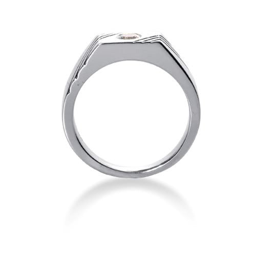 Anillo para hombre con diamantes redondos brillantes en oro blanco de 14 k (0,25 quilates, color FG, claridad SI2), joyería fina de diseño para hombres y mujeres