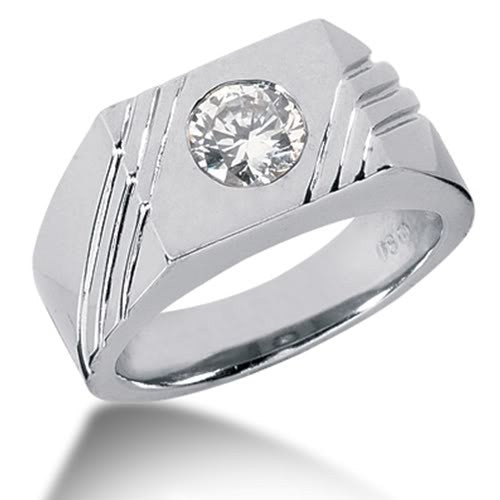 Rund Brilliant Diamond Herrering i 14k hvitt gull (0,25cttw, FG Color, SI2 Clarity) fine designersmykker for menn og kvinner