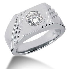 Anillo para hombre con diamantes redondos brillantes en oro blanco de 14 k (0,25 quilates, color FG, claridad SI2), joyería fina de diseño para hombres y mujeres