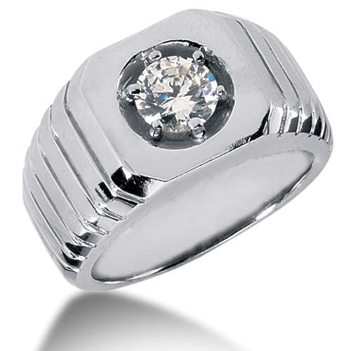 Rund Brilliant Diamond Herrering i 14k hvitt gull (0,25cttw, FG Color, SI2 Clarity) fine designersmykker for menn og kvinner