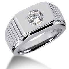 Anello da uomo con diamante rotondo brillante in oro bianco 14k (0,25 ctw, colore FG, purezza SI2) gioielli di alta moda per uomo e donna
