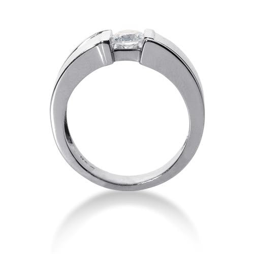 Round Brilliant Diamond Mens Ring in 14k white gold (0.25cttw, F-G Color, SI2 Clarity) fine designer jewelry for men and women