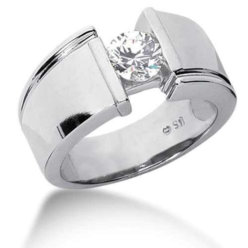 Round Brilliant Diamond Mens Ring in 14k white gold (0.25cttw, F-G Color, SI2 Clarity) - JewelryAffairs
 - 1