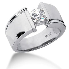 Rund Brilliant Diamond Herrering i 14k hvitt gull (0,25cttw, FG Color, SI2 Clarity) fine designersmykker for menn og kvinner