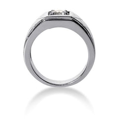 Rund Brilliant Diamond Herrering i 14k hvitt gull (0,25cttw, FG Color, SI2 Clarity) fine designersmykker for menn og kvinner