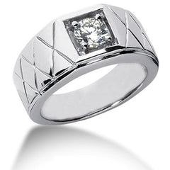 Anillo para hombre con diamantes redondos brillantes en oro blanco de 14 k (0,25 quilates, color FG, claridad SI2), joyería fina de diseño para hombres y mujeres