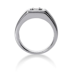 Round Brilliant Diamond Mens Ring in 14k white gold (0.25cttw, F-G Color, SI2 Clarity) fine designer jewelry for men and women
