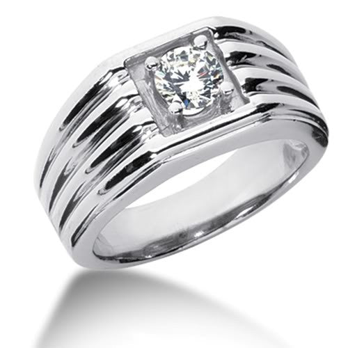Anello da uomo con diamante rotondo brillante in oro bianco 14k (0,25 ctw, colore FG, purezza SI2) gioielli di alta moda per uomo e donna