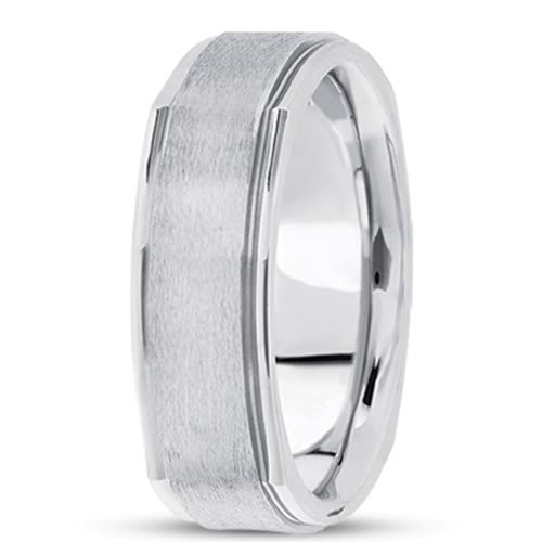14K Gold Mens Square Fancy Wedding Band (7mm) fine designer jewelry for men and women