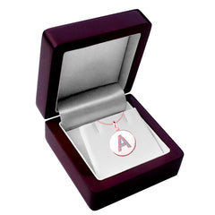 Colgante de disco de oro rosa de 14 quilates con inicial de diamante "A" (0,13 quilates), joyería fina de diseño para hombres y mujeres