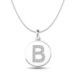 "B" Diamond Initial 14K vitguld Diskhänge (0,18ct) fina designersmycken för män och kvinnor