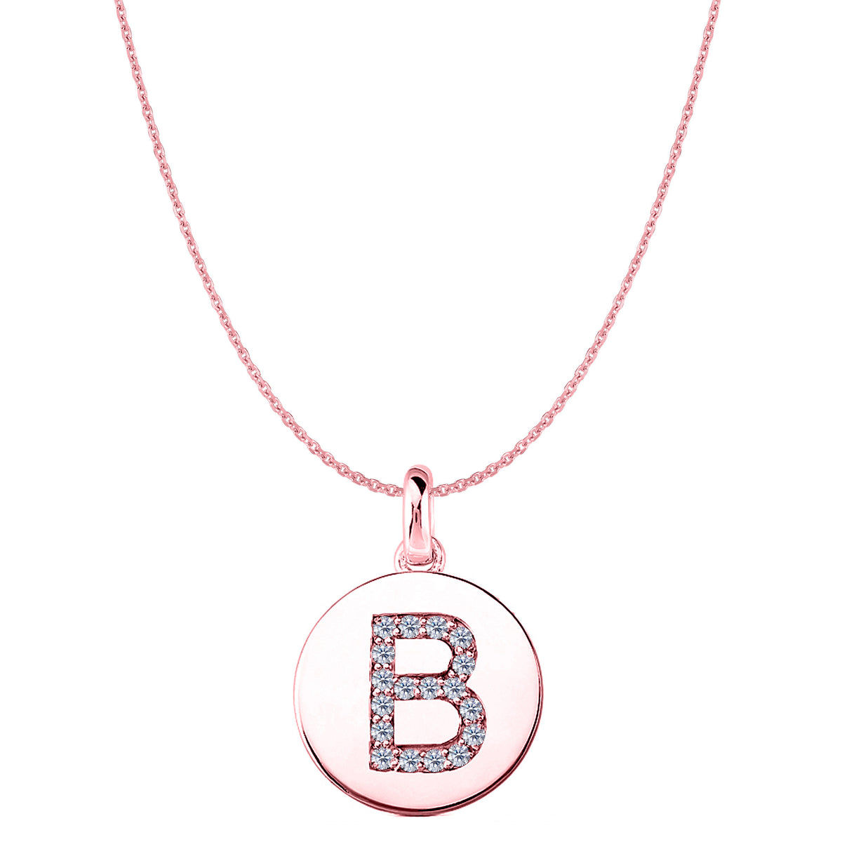 "B" Diamond Initial 14K Rose Gold Disk Pendant (0,18ct) fine designersmykker til mænd og kvinder