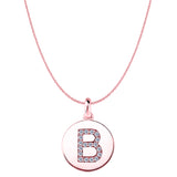 "B" Diamond Initial 14K Rose Gold Disk Pendant (0.18ct) - JewelryAffairs
 - 1