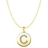 "C" Diamond Initial 14K Yellow Gold Disk Pendant (0.13ct) - JewelryAffairs
 - 1