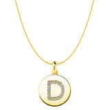 "D" Diamond Initial 14K Yellow Gold Disk Pendant (0.16ct) - JewelryAffairs
 - 1