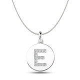 "E" Diamond Initial  14K White Gold Disk Pendant (0.14ct) - JewelryAffairs
 - 1