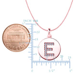 "E" Diamond Initial 14K Rose Gold Disk Pendant (0.14ct) - JewelryAffairs
 - 2