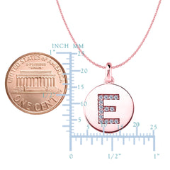 Ciondolo a forma di disco in oro rosa 14 carati con iniziale "E" (0,14 ct), gioielleria di alta qualità per uomo e donna