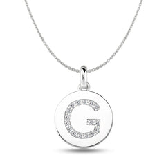 "G" Diamond Initial  14K White Gold Disk Pendant (0.16ct) - JewelryAffairs
 - 1