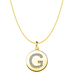 "G" Diamond Initial 14K Yellow Gold Disk Pendant (0.16ct) fine designer jewelry for men and women