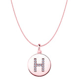 "H" Diamond Initial 14K Rose Gold Disk Pendant (0.12ct) - JewelryAffairs
 - 1