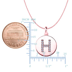 "H" Diamond Initial 14K Rose Gold Disk Pendant (0.12ct) - JewelryAffairs
 - 2