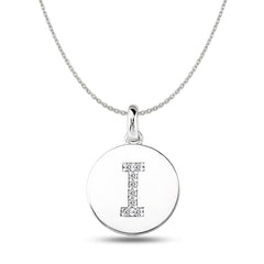 "I" Diamond Initial 14K hvidguld Disk Pendant (0,08ct) fine designersmykker til mænd og kvinder