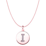 "I" Diamond Initial 14K Rose Gold Disk Pendant (0.08ct) - JewelryAffairs
 - 1