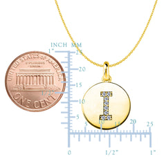 "I" Diamond Initial 14K Yellow Gold Disk Pendant (0.08ct) - JewelryAffairs
 - 2