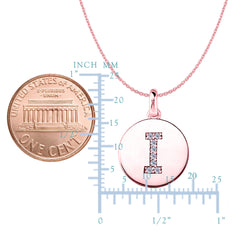 "I" Diamond Initial 14K Rose Gold Disk Pendant (0.08ct) - JewelryAffairs
 - 2