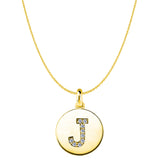 "J" Diamond Initial 14K Yellow Gold Disk Pendant (0.09ct) - JewelryAffairs
 - 1