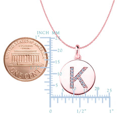 "K" Diamond Initial 14K Rose Gold Disk Pendant (0.13ct) fine designer jewelry for men and women
