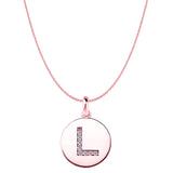 "L" Diamond Initial 14K Rose Gold Disk Pendant (0.08ct) - JewelryAffairs
 - 1