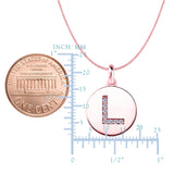 "L" Diamond Initial 14K Rose Gold Disk Pendant (0.08ct) - JewelryAffairs
 - 2