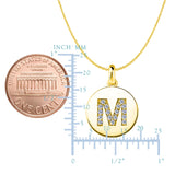 "M" Diamond Initial 14K Yellow Gold Disk Pendant (0.17ct) - JewelryAffairs
 - 2