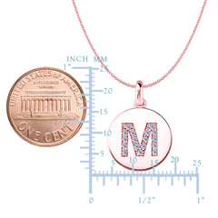 "M" Diamond Initial 14K Rose Gold Disk Pendant (0.17ct) fine designer jewelry for men and women