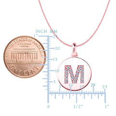 "M" Diamond Initial 14K Rose Gold Disk Pendant (0.17ct) - JewelryAffairs
 - 2