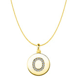 "O" Diamond Initial 14K Yellow Gold Disk Pendant (0.16ct) - JewelryAffairs
 - 1