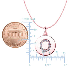 "O" Diamond Initial 14K Rose Gold Disk Pendant (0.16ct) - JewelryAffairs
 - 2