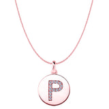 "P" Diamond Initial 14K Rose Gold Disk Pendant (0.13ct) - JewelryAffairs
 - 1