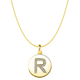 "R" Diamond Initial 14K Yellow Gold Disk Pendant (0.17ct) - JewelryAffairs
 - 1