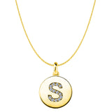 "S" Diamond Initial 14K Yellow Gold Disk Pendant (0.14ct) - JewelryAffairs
 - 1