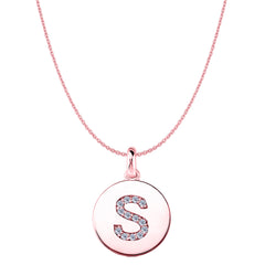 "S" Diamond Initial 14K Rose Gold Disk Pendant (0,14ct) fine designersmykker for menn og kvinner