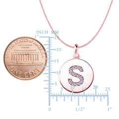 "S" Diamond Initial 14K Rose Gold Disk Pendant (0.14ct) - JewelryAffairs
 - 2