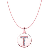 "T" Diamond Initial 14K Rose Gold Disk Pendant (0.10ct) - JewelryAffairs
 - 1