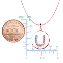 "U" Diamond Initial 14K Rose Gold Disk Pendant (0.12ct) - JewelryAffairs
 - 2