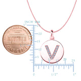 "V" Diamond Initial 14K Rose Gold Disk Pendant (0.11ct) - JewelryAffairs
 - 2