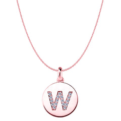 "W" Diamond Initial 14K Rose Gold Disk Pendant (0.17ct) - JewelryAffairs
 - 1